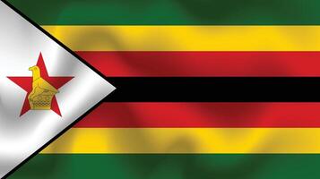 Flat Illustration of Zimbabwe national flag. Zimbabwe flag design. Zimbabwe Wave flag. vector