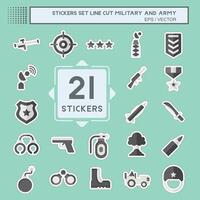 Sticker line cut Set Military And Army. related to War symbol. simple design illustration vector