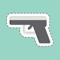 Sticker line cut Gun. related to Military And Army symbol. simple design illustration vector