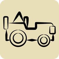 Icon Army Jeep. related to Military And Army symbol. hand drawn style. simple design illustration vector