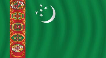 Flat Illustration of the Turkmenistan flag. Turkmenistan national flag design. Turkmenistan wave flag. vector