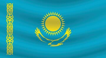 Flat Illustration of Kazakhstan national flag. Kazakhstan flag design. Kazakhstan wave flag. vector