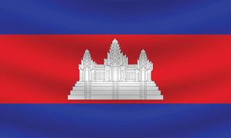 Flat Illustration of the Cambodian flag. Cambodia national flag design. Cambodia wave flag. vector