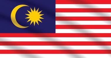 Flat Illustration of the Malaysia flag. Malaysia national flag design. Malaysia wave flag. vector