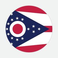 Ohio State flag vector icon design. Ohio State Circle flag. Round of Ohio flag.