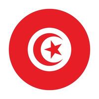 Tunisia national flag vector icon design. Tunisia circle flag. Round of Tunisia flag.