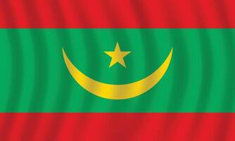 Flat Illustration of Mauritania national flag. Mauritania flag design. Mauritania Wave flag. vector