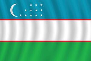 Flat Illustration of Uzbekistan flag. Uzbekistan national flag design. Uzbekistan wave flag. vector