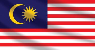 Flat Illustration of the Malaysia flag. Malaysia national flag design. Malaysia wave flag. vector