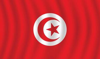 Flat Illustration of Tunisia national flag. Tunisia flag design. Tunisia Wave flag. vector