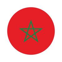 Morocco national flag vector icon design. Morocco circle flag. Round of Morocco flag.