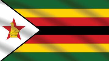 Flat Illustration of Zimbabwe national flag. Zimbabwe flag design. Zimbabwe Wave flag. vector