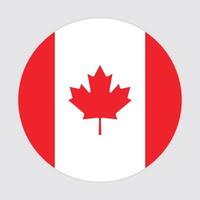 Flat Illustration of the Canadian flag. Canada flag vector icon design. Canada circle flag. Round of Canada flag.