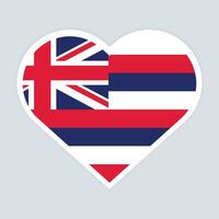 Hawaii state flag vector icon design. Hawaii state flag in Heart shape. Vector Hawaii flag in Heart.