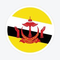 Brunei national flag vector icon design. Brunei circle flag. Round of Brunei flag.