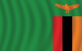 Flat Illustration of Zambia national flag. Zambia flag design. Zambia Wave flag. vector