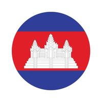 Cambodia national flag vector icon design. Cambodia circle flag. Round of Cambodia flag.