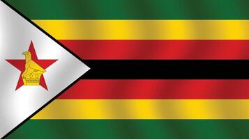 Flat Illustration of Zimbabwe national flag. Zimbabwe flag design. Zimbabwe Wave flag. vector