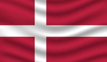 Flat Illustration of Denmark national flag. Denmark flag design. Denmark Wave flag. vector