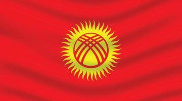 Flat Illustration of Kyrgyzstan national flag. Kyrgyzstan flag design. Kyrgyzstan wave flag. vector