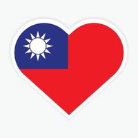 Taiwan national flag vector icon design. Taiwan flag in Heart design shape. Vector Taiwan flag in Heart.