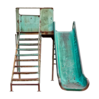 AI generated Old playground green slide isolated on transparent background png