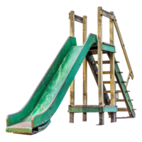 AI generated Old playground green slide isolated on transparent background png