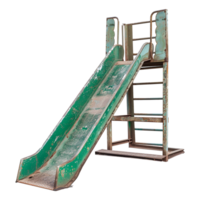 AI generated Old playground green slide isolated on transparent background png