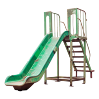 AI generated Old playground green slide isolated on transparent background png