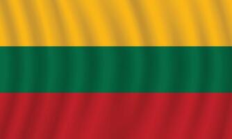 Flat Illustration of Lithuania national flag. Lithuania flag design. Lithuania Wave flag. vector