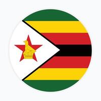 Zimbabwe national flag vector icon design. Zimbabwe circle flag. Round of Zimbabwe flag.