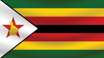 Flat Illustration of Zimbabwe national flag. Zimbabwe flag design. Zimbabwe Wave flag. vector