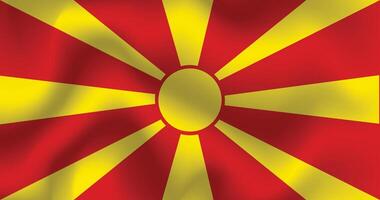 Flat Illustration of North Macedonia national flag. North Macedonia flag design. North Macedonia Wave flag. vector