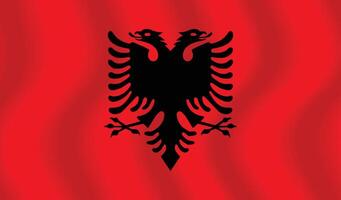 Flat Illustration of Albania national flag. Albania flag design. Albania Wave flag. vector