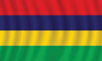 Flat Illustration of Mauritius national flag. Mauritius flag design. Mauritius Wave flag. vector