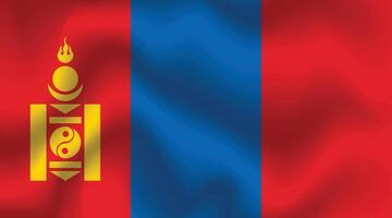Flat Illustration of Mongolia national flag. Mongolia flag design. Mongolia wave flag. vector