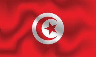 Flat Illustration of Tunisia national flag. Tunisia flag design. Tunisia Wave flag. vector