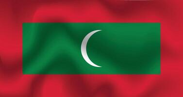 Flat Illustration of the Maldives flag. Maldives national flag design. Maldives wave flag. vector