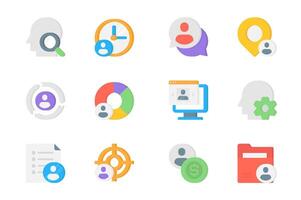 Human resources 3d icons set. Pack flat pictograms of search employee, candidate, time, chat, location, team, analysis statistics, online cv and other. Vector elements for mobile app and web design