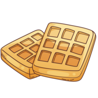 petit déjeuner repas objets gaufre agrafe art dessin animé isolé png