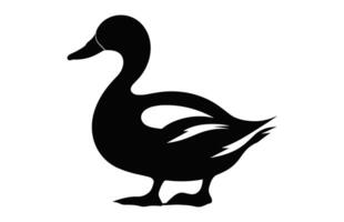 Pato silueta negro clipart aislado en un blanco antecedentes vector