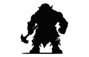 Dwarf Warrior Silhouette black Clipart isolated on a white background vector