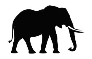 Elephant Silhouette isolated on a white background, African elephant Vector black Clipart