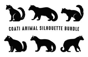 Coati Animal Silhouettes Vector Set, Coati black Silhouette bundle