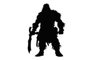 Dwarf Warrior Silhouette black Clipart isolated on a white background vector