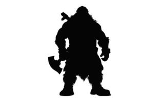 Dwarf Warrior Silhouette vector isolated on a white background