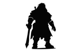 Dwarf Warrior Silhouette vector isolated on a white background