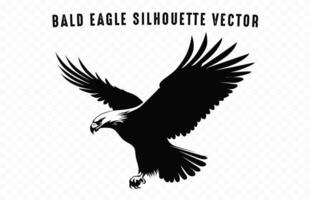 calvo águila negro y blanco silueta vector