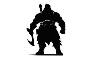 Dwarf Warrior Silhouette vector isolated on a white background