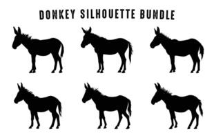 Donkey Silhouette Vector art Set, Donkeys silhouettes Collection, Donkey Animal black clipart bundle